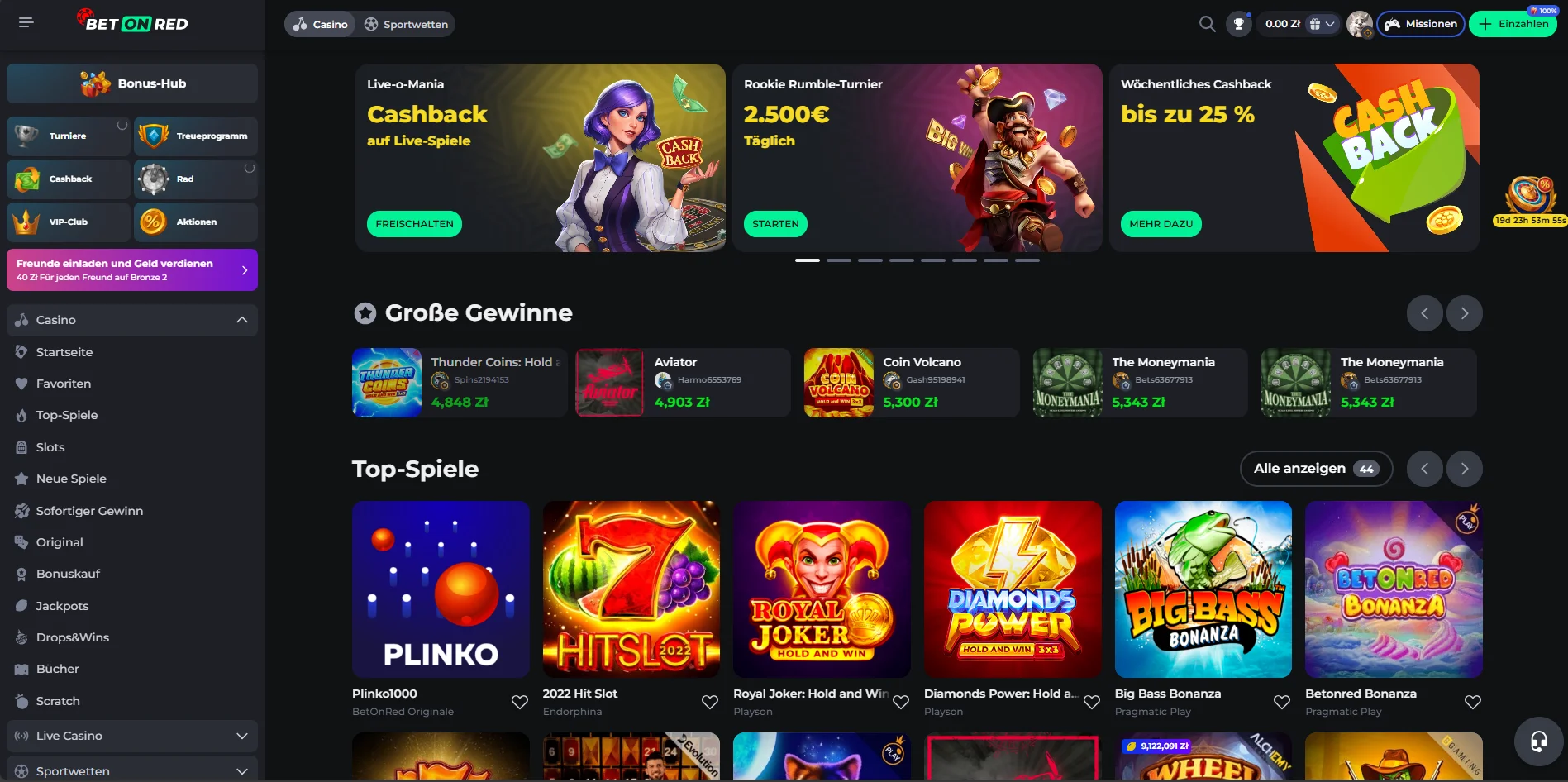 Spelcategorieën bij Betonred Casino